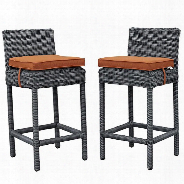 Summon Collection Eei-2197-gry-tus-set 2 Pc Out Door Patio Pub Set With Powder Coated Aluminum Frame Sunbrella Fabric Synthetic Rattan Weave Water And Uv