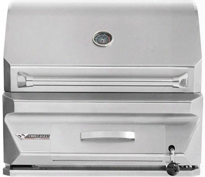 Tecg30-c 30" Charcoal Grill With Warming Rack Temperature Gauge And Adjustable Charcoal Tray In Stainless