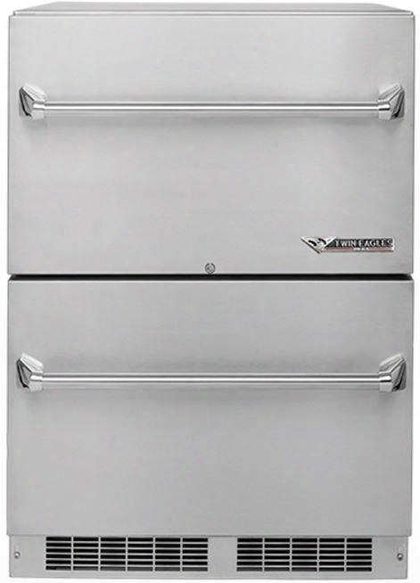 Terd242-f 24" Outdoor Double Drawer Refrigerator With Led Lighting Drawer Lock And Precise Temperature Control In Stainless