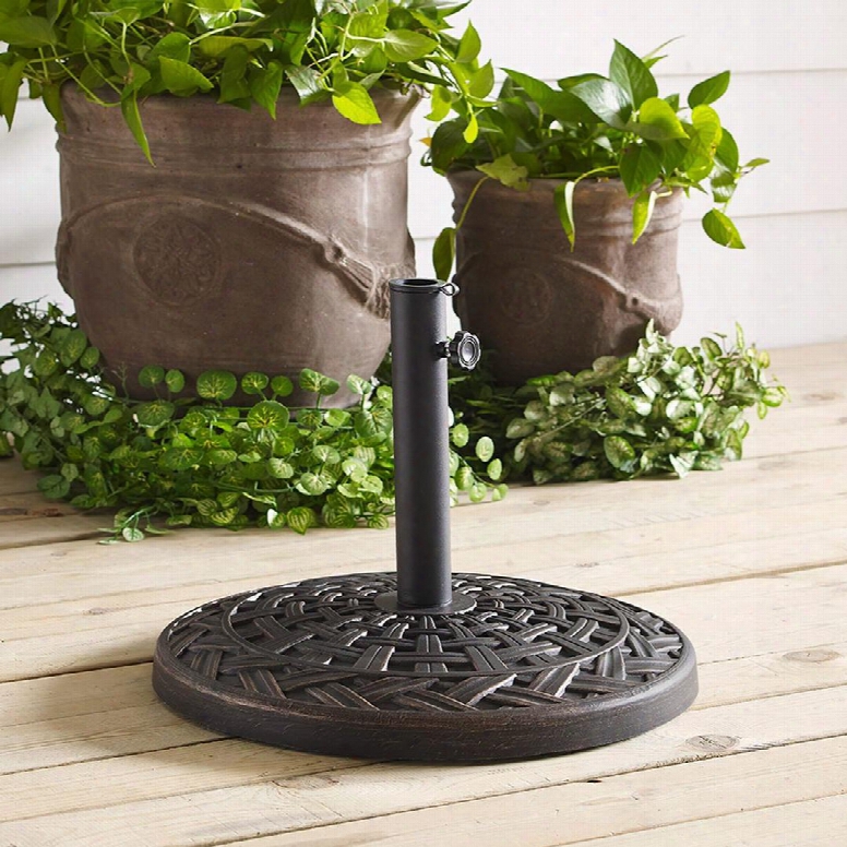 Ub30rxwab Cross Weave Round Umbrella Base - Antique