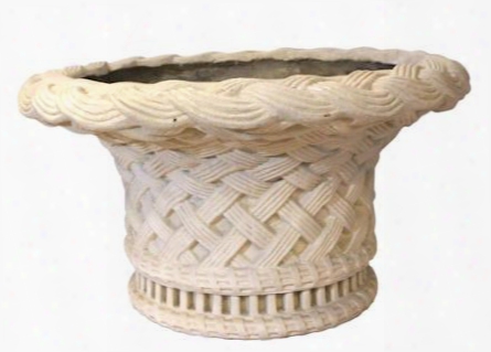 Victoria Collecrion Pl-r4122 41" Large Round Planter With Oversized Rim And Woven Design In Natural