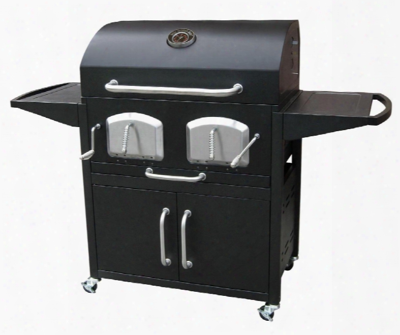 591320 Smoky Mountain  Bravo Premium Charcoal Grill With Offset Smoker Box Dual Charcoal Grates Porcelain Cast Iron Grates And Storage Cabinet In