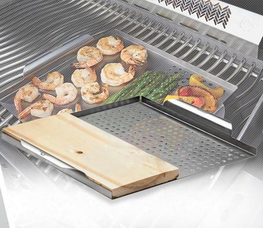 70027 Stainless Steel Multi-functional Grill Topper With Cedar