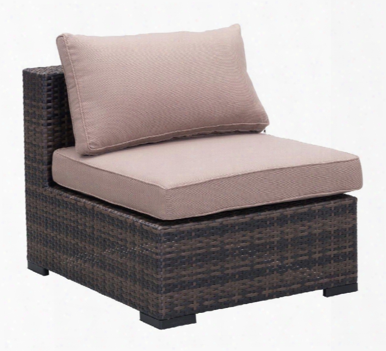 701624 Bocagrande Collection 25" Middle Chair Witth Block Feet And Synthetic Weave Body In Beige And