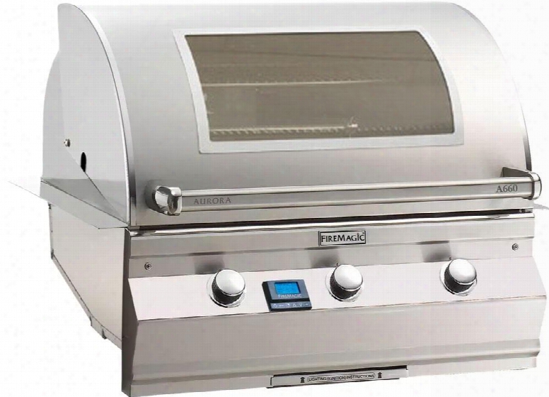 A660i5l1pw Aurora 30" Built-in Liquid Propane Grill With Magic View Window E-burners One Infrared Burner Stainless Steel Construction Digital Thermometer