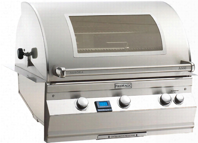 A660i6e1pw Aurora Serie S30" Built-in Liquid Propane Grill With Magic View Window E-burners Back Burner Digital Thermometer 75000 Primary Btus And 660 Sq.