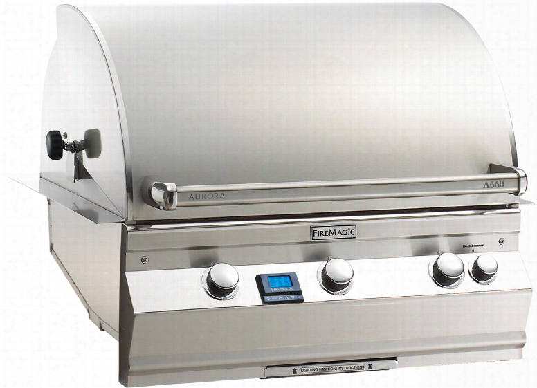 A660i6l1p Aurora 30" Built-in Liquid Propane Grill With E-burners Backburner One Infrared Burner 16 Gauge Stainless Steel Construuction Digital Thermometer