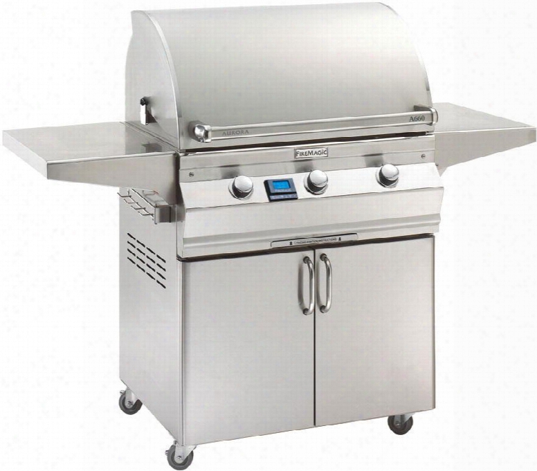 A660s5l1p61 Aurora 63" Cart With 30" Liquid Propane Grill E-burners One Left Side Infrared Burner Side Shelves Digital Thermometer And Up To 75000 Btus