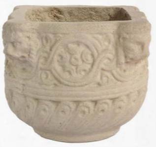 Alcazar Collection Pl-s8607 7" Planter With Artisan Cast Limestone Construction In Natural