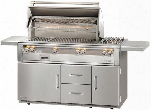 Alxe-56szrlp 56" Standard Grill Liquid Propane On Refrigerated Base With Side Burner Sear Zone In Stainless