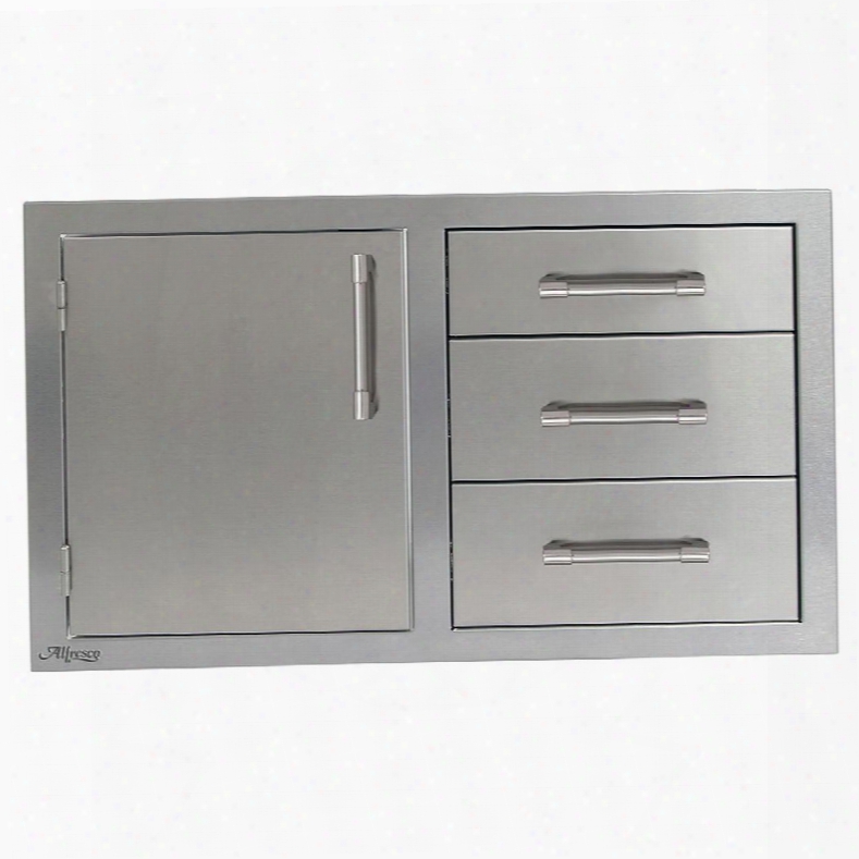 Axe-ddc-l 32" Three Drawers With Door On Left In Stainless