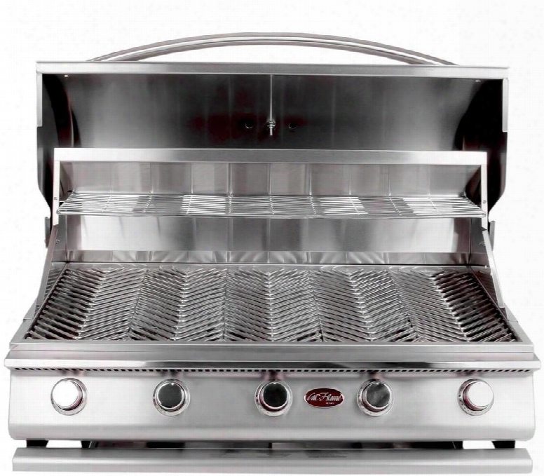 Bbq09g05 39" G Series Built-in Liquid Propane Grill With 430 Stainless Steel Construction 5 Porcelain-coated Cast Iron Burners V-grates And Temperature