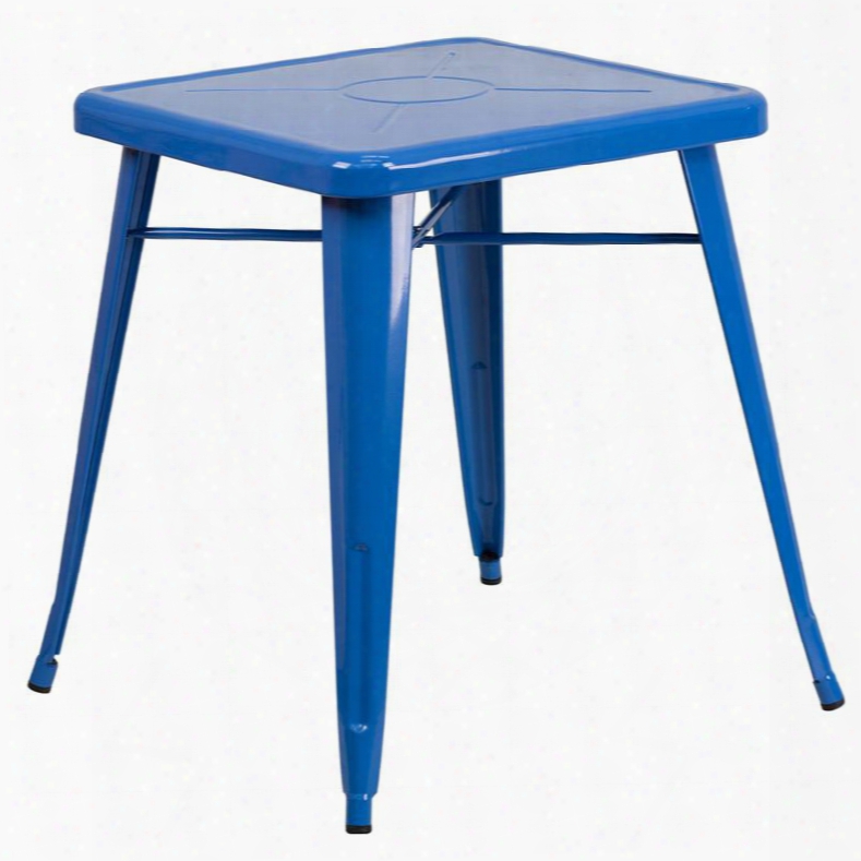 Ch-31330-29-bl-gg 27.75" Outdoor Table With 2" Thick Edge Top Galvanized Steel Construction Square Shape Protective Rubber Floor Glides  And Powder Coat