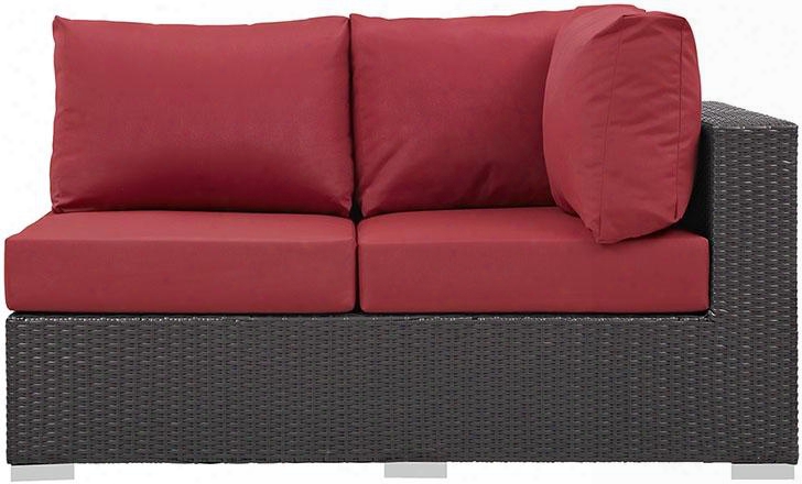 Meet Collection Eei-1841-exp-red 56& Quot; Outdoor Patio Right Arm Facing Loveseat With Washable Fabric Cushions Stainless Steel Legs And Powder Coated Aluminum