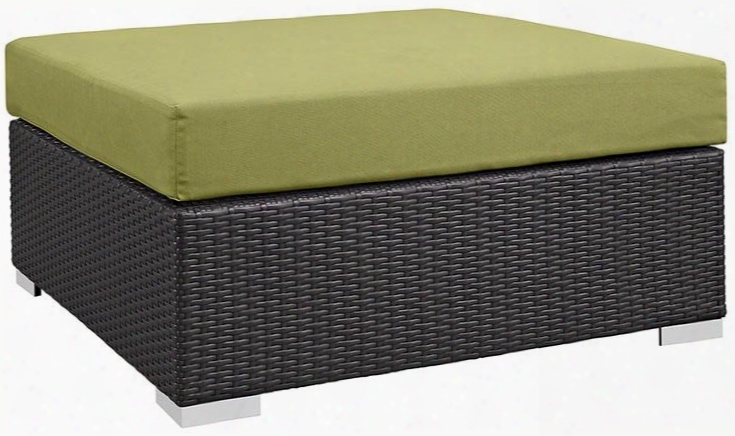 Convene Collection Eei-1845-exp-per 35.5" Outdoor Patio Large Square Ottoman With Polished 201 Stainless Steel Legs Washable Cushion Cover Uv And Water