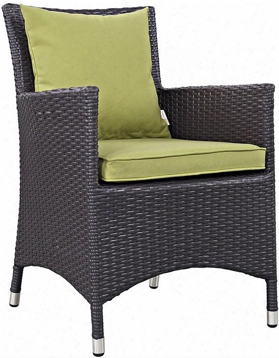Convene Collection Eei-1913-exp-per 25.5" Dining Outdoor Patio Armchair With All-weather Fabric Cushion Synthetic Rattan Weave Material Aluminum Frame Uv