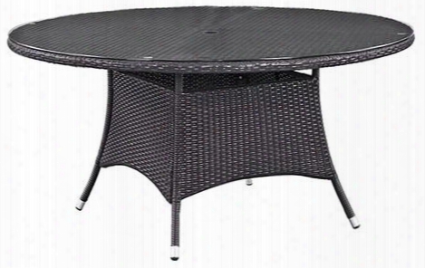 Convene Collection Eei-1918-exp 59" Outdoor Patio Dining Table With Tempered Glass Top Umbrella Hole Aluminum Tube Frame  Water And Uv Resistant In