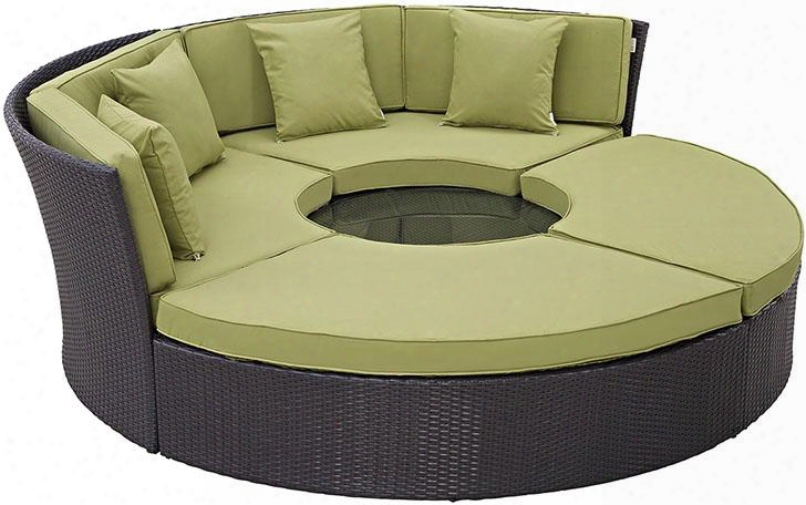 Convene Collection Eei-2171-exp-per-set 86" Circular Outdoor Patio Daybed With Ottomans Pillows Included Fabric Cushion Powder Coated Aluminum Tubs Frame