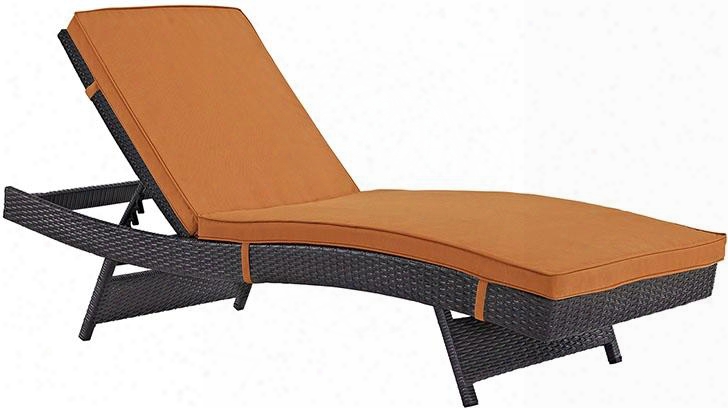 Convene Collection Eei-2179-expora 78.5" Outdoor Patio Chaise With Fabric Cushions Powder Coated Aluminum Tube Frame Uv And Water Resistant In Espresso