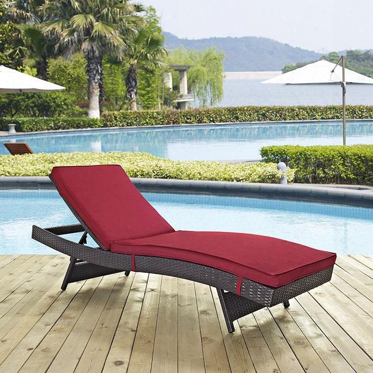 Convnee Collection Eei-2179-exp-red 78.5" Outdoor Patio Chaise With Fabric Cushions Powder Coated Aluminum Tube Frame Uv And Water Resistant In Espresso Red