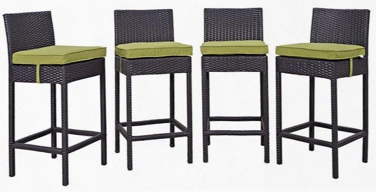 Convene Collection Eei-2218-exp-per-set 4 Pc Outdoor Patio Pub Set With Synthetic Rattan Weave Construction And All-weather Fabric Cushions In Espresso Peridot