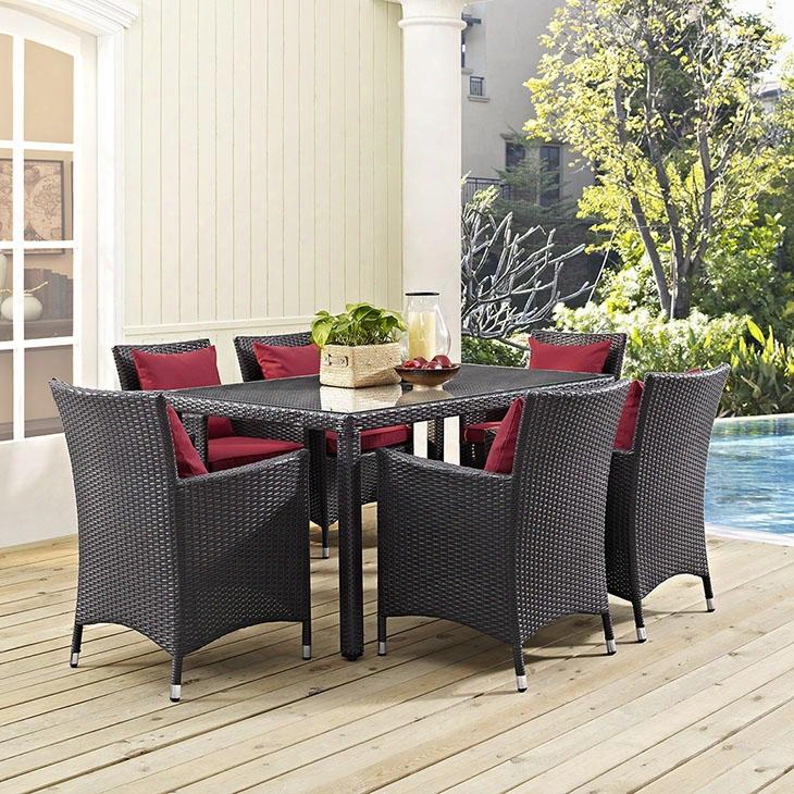 Convene Eei1923exp6ac 7 Pc Patio Set With 59" Dining Table + 6 Armchairs In Espresso