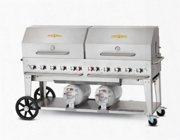 Cvccb72rdp 72" Liquid Propane Club Grill Up To 159 000 Btus With Roll Dome And Adjustable Bun Rack Package In A Durable Stainless Steel With Two 14" Wheels And