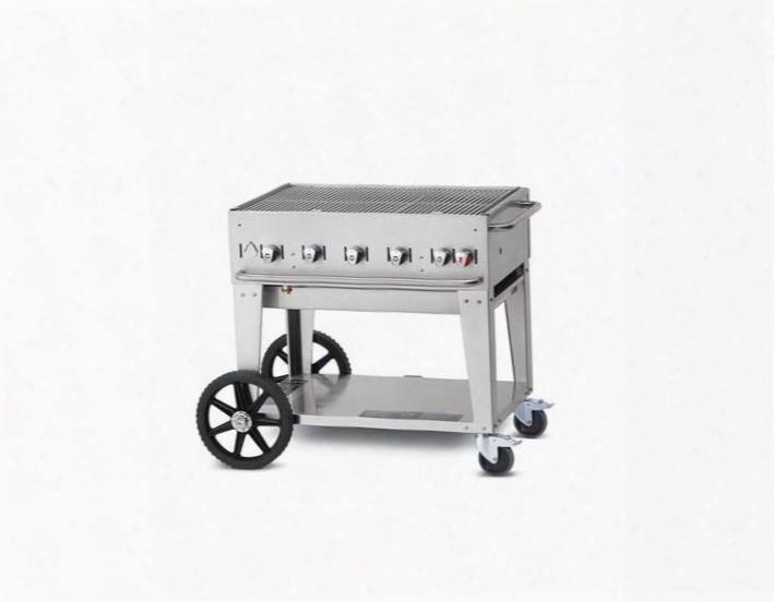 Cvmcb-36 36" Liquid Propane Mobile Grill With 79500 Btu Capacity Two 14" Wheels And Two Total Lock Casters: Stainless