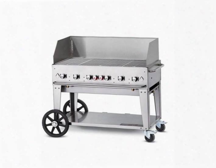 Cvmcb48wgpng 48" Natural Gas Mobile Grill With 99000 Btu Capacity Wind Guard Two 14" Wheels And Two Lock Casters In Stainless