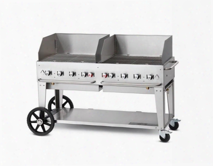 Cvmcb60rdpngwgp 60" Natural Gas Mobile Grill Up To 129 000 Btus With Windguard Package In Stainless Steel Two 14" Wheels And Two Lock Casters For