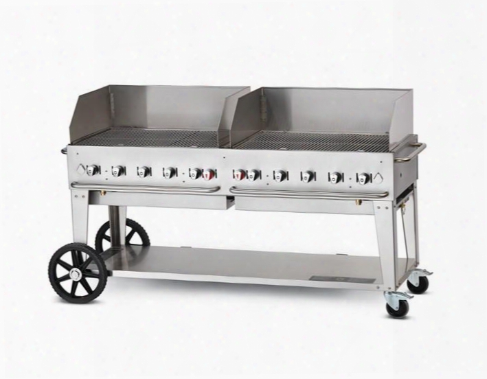 Cvmcb72rdpngwgp 72" Natural Gas Mobile Grill Up To 159 000 Btus With Wind Guard Package In A Durable Stainless Steel With Two 14" Wheels And Two Lock Casters