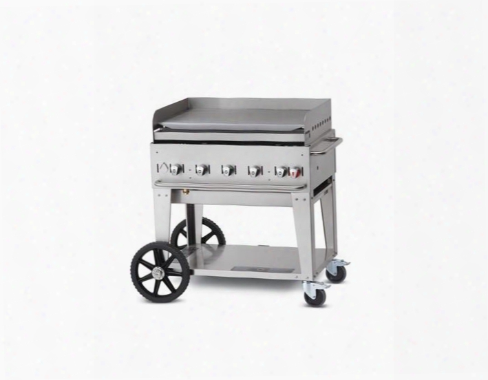 Cvmg36 36" Liquid Propane Mobile Grill With 79500 Btu Capacity Removable Stainless Steel Grease Tray With Two 14" Wheels And Two Total Lock Casters In