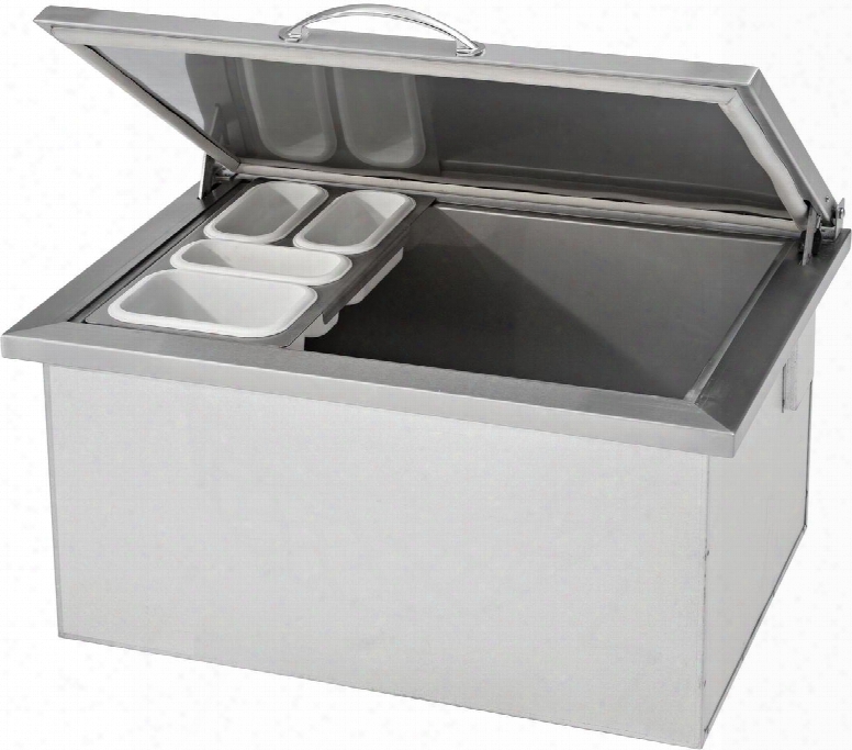 Dsoc28 2 8" Drop-in Cooler With 304 Stainless Steel Construction Insulated Lid Removable Condiment Tray Brass Drain And Heavy Duty Hinges In Stainless