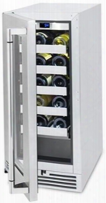 L15wine 15" Wine Cellar With 20 Bottle Capacity Ul Listed For Outdoor Use Digital Temperature Control And Uv Coated Glass Door With Stainless Steel Trim: