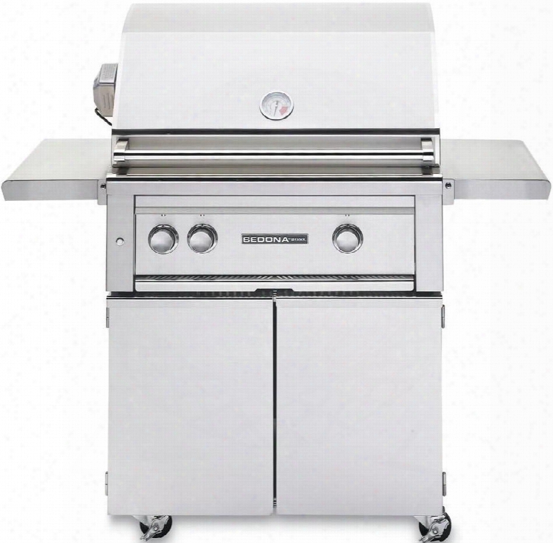 L500psfrlp Sedona Series 30" Grill With Grill Cart Stainless Steel Tube Burner Prosear Burner And Rotisserie Blue Led Knob Light And Temperature Gauge In