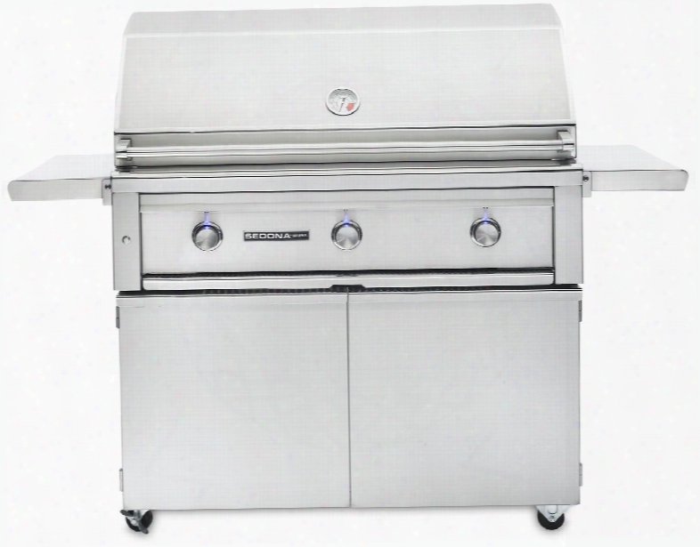 L700psflp Sedona Series 42" Grill With Grill Cart 2 Stainless Steel Tube Burners And 1 Prosear Burner Blue Led Knob Light And Temperature Gauge In Stainless