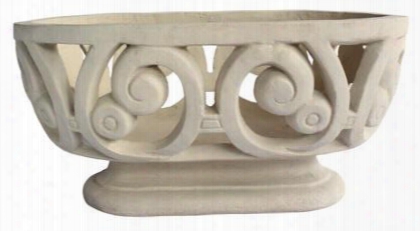 Milano Collection Pl-v2311 23" Oval Planter With Limestone Construction Elegant Details And Traditional Style In Natural