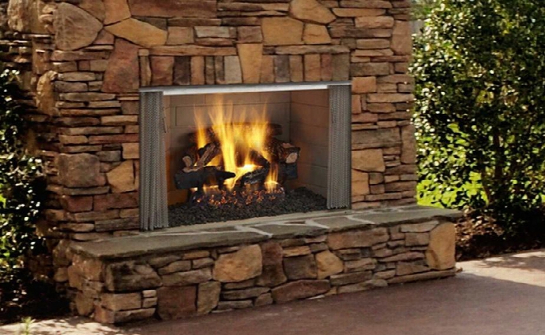 Odvilla42t 42" Villawood  Outdoor Wood Burning Fireplace Up To 69 000 Buts Traditional Full Refractory Lining Dual Gas Knockouts Ul/ulc