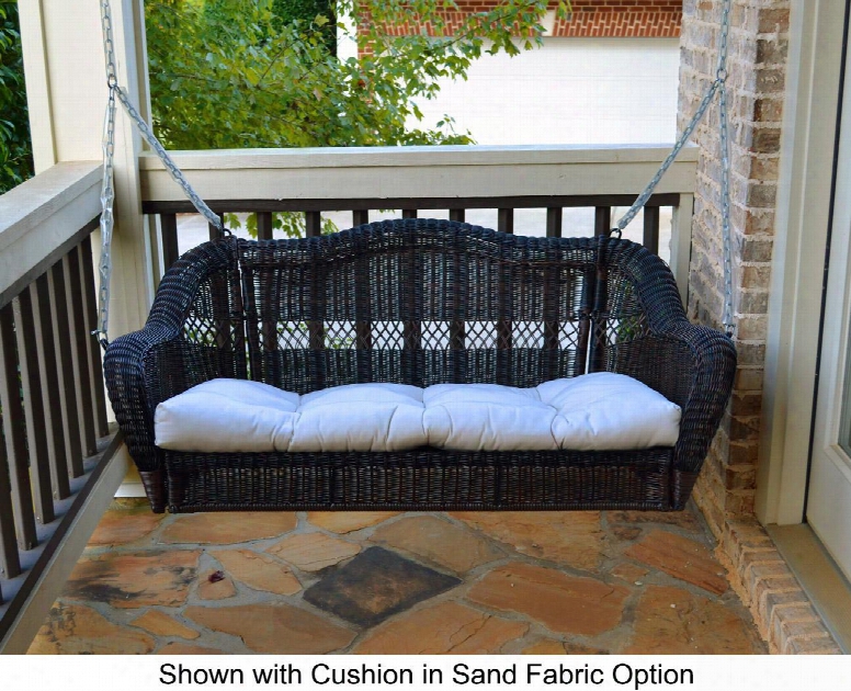 Portside Ps-swing-dr 55" Porch Swing With All-weather Resin Wicker Material Steel Frame And Heavy Duty Hanging Chains In Dark Roast: No