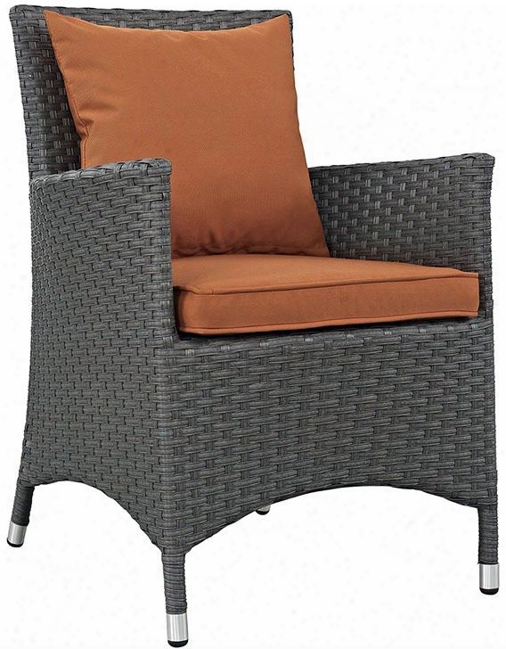 Sojourn Collection Eei-1924-chc-tus 25" Dining Outdoor Patio Sunbrella Armchair With Synthetic Rattan Weave Powder Coated Aluminum Frame Uv And Water