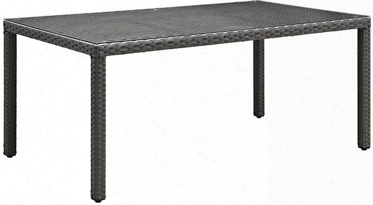 Sojourn Collection Eei-1930-chc 70" Outdoor Patio Dining Table With Tempered Transparent Glass Top Powder Coated Aluminum Tube Frame  Water And Uv Resistant