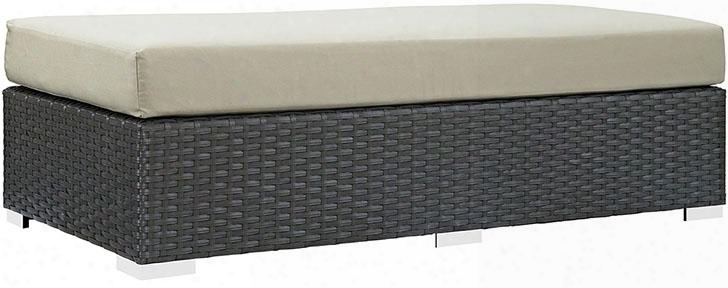 Sojourn Eei1863chcbei 56.5" Outdoor Patio Fabric Sunbrella Rectangle Ottoman With Polished 201 Stainless Steel Legs Powder Coated Aluminum Frame Uv And Water