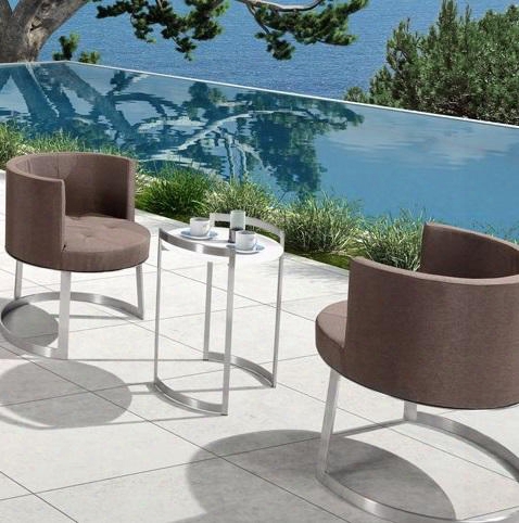 Vgmgensenada Renava Ensenada 3 Pc Outdoor Patio Set With 2 Quick Dry Foam Chairs  Clear Glass Top Side Table And Waterproof Mesh In Brown