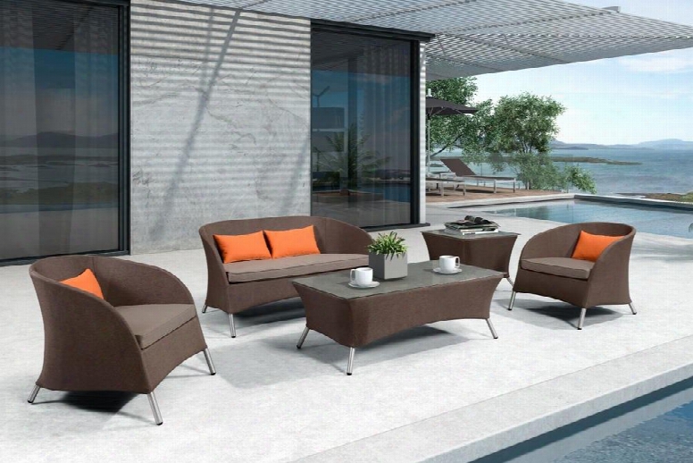 Vgmgzamora Renava Zamora 5 Pc Outdoor Sofa Set With 2 Chairs 4 Pillows Included Loveseat Coffee Table Side Table Aluminum Frame And Weatherproof Mesh In