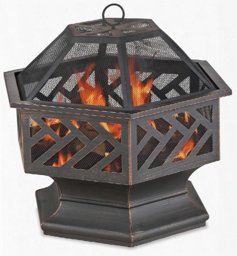 Wad1576sp Endless Summer 27.8" Woodburning Outdoor Firepit With Rust-resistant Powder-coatied Frame And Geometric