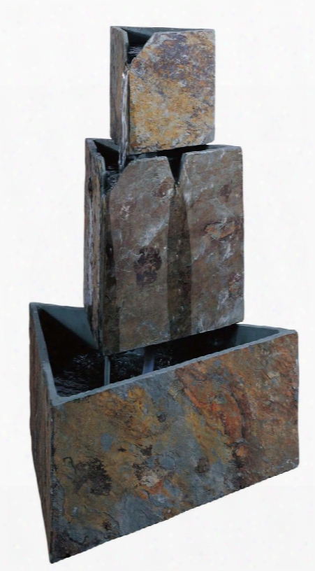 50287sl Stacked Triangles Fountain In Natural Slate