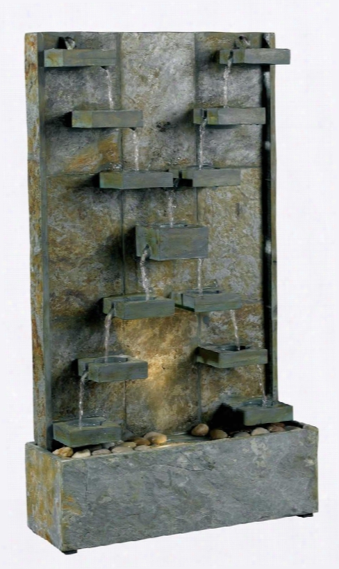 50375sl Waterrcross Floor Fountain In Natural Green Slate