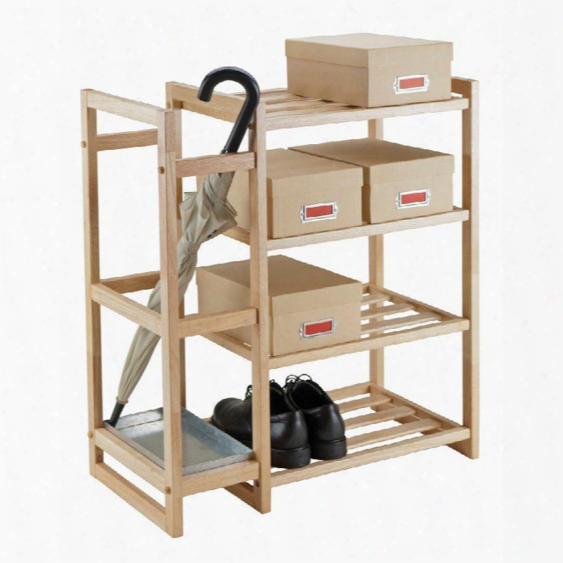 84427 Isabel Shoe Rack With Umbrella Stand And Tray In Natural