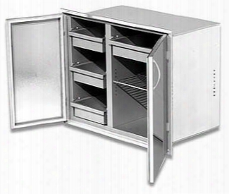 Adsp242h 42" High Profile Built-in Dry Pantry For Outdoor Applications With Interior Drawers Adjustable Shelves And Magnetically Sealed Gasketed Door Panels