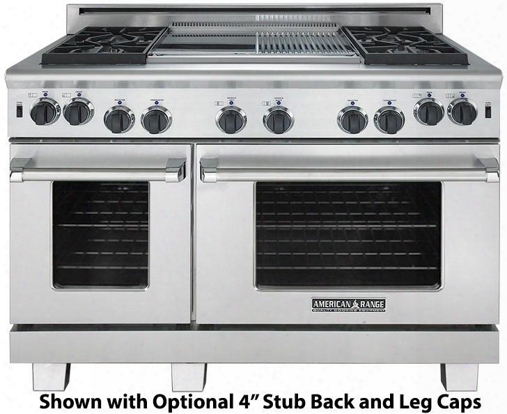 Arr-448gdgrl 48" Cuisine Series Gas Range With 4.4 Cu. Ft. 30" Oven Capacity 2.4 Cu. Ft. 18" Oven Capacity 4 Sealed Burners 11" Char-grill And 11" Griddle